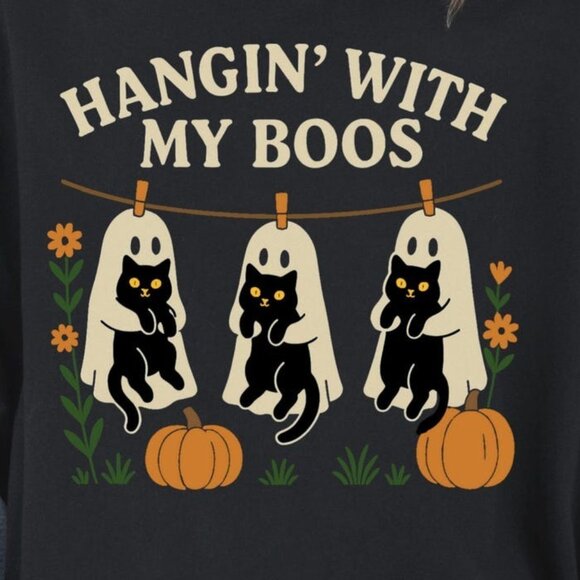 Halloween Ghost Tshirt, Spooky Season Cat Tee - Picture 2 of 4